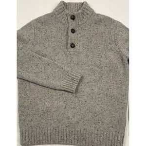 UNTUCKit Vangone Lambswool Henley Sweater Gray Donegal w/Navy/Black/Ivory Large